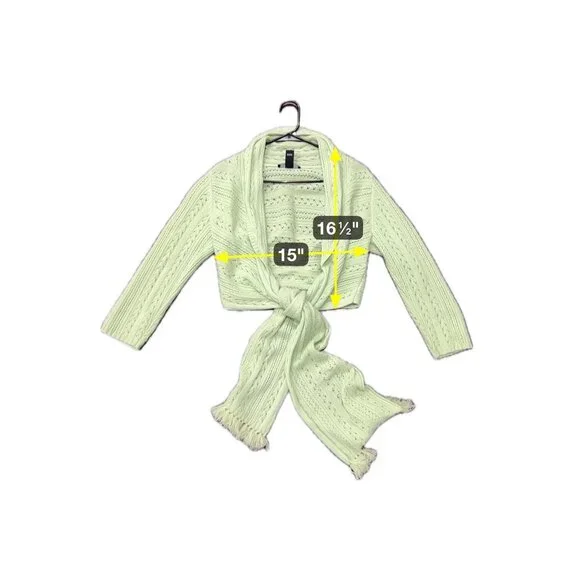 Laundry By Shelli Segal Cashmere Cardigan Wrap Sweater Green Sz Medium Tie Front - Picture 8 of 10
